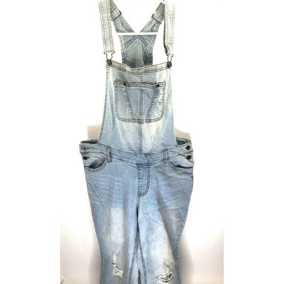 Mossimo Denim Ripped Jean Overalls Size L/G - Picture 1 of 8